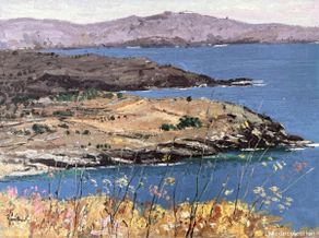 Arte: Jordi Pagans i Monsalvatje – Punta de la Guineu (Port Lligat, Cadaqués) – Óleo sobre lienzo Paisaje